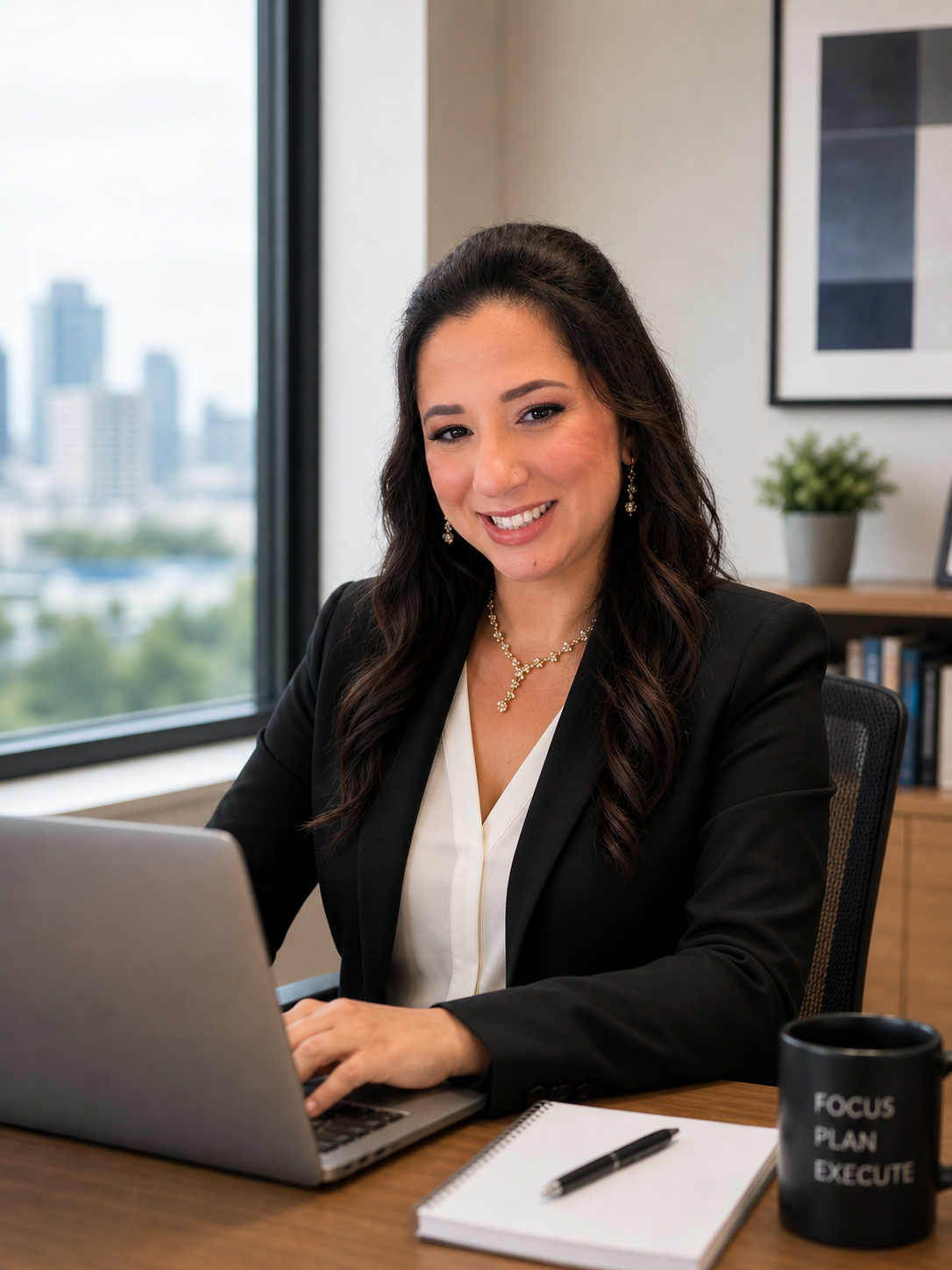 Adriana Baltazar, Director of People & Operations at EmployMint Inc, photographed in a modern downtown office.